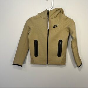 NEW Nike Sweater Boys XS Tan Neutral Sportswear Tech Full Zip Fleece Hoodie